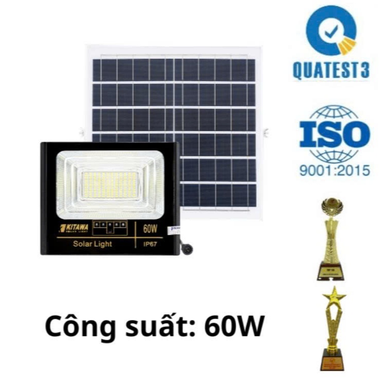 Đèn Pha Năng Lượng Mặt Trời Kitawa 60W IP67 DP160 | Chính hãng |