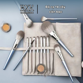 Bộ Cọ Trang Điểm 14 Cây Cọ Makeup Cá Nhân Chuyên Nghiệp Lông Mềm Mại Kèm Cốc, Bao Da BXK COSMETICS