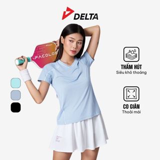 DELTA Áo Thun Nữ Cổ Tim Chơi Pickleball Tennis Vải Recycled Khô Thoáng Thoải Mái Vận Động TS218W1
