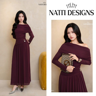  Váy dài nữ NATTI DESIGNS thiết kế sang chảnh đầm xòe bo eo chất liệu thun dệt kim cao cấp NV11 