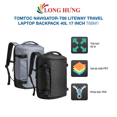 Ba lô Tomtoc Navigator-T66 Liteway Travel Laptop Backpack 40L 17 inch T66M1 - Hàng chính hãng