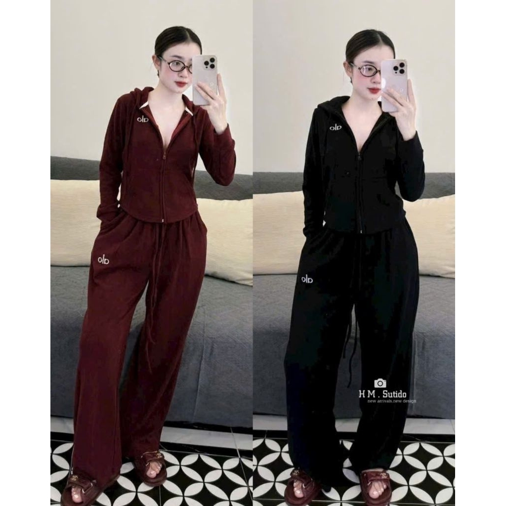SET LEN LÔNG THỎ ALO MŨ KHOÁ MIX QUẦN SUÔNG
