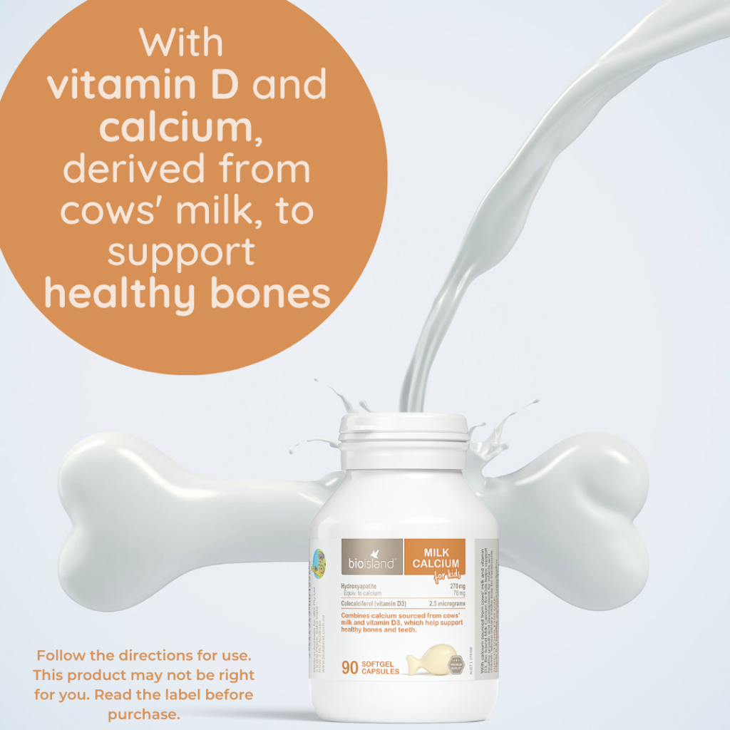 Bio Island Milk Calcium For Kids healthy care beautimax8 bổ sung canxi d3  từ 7 tháng 90 vien