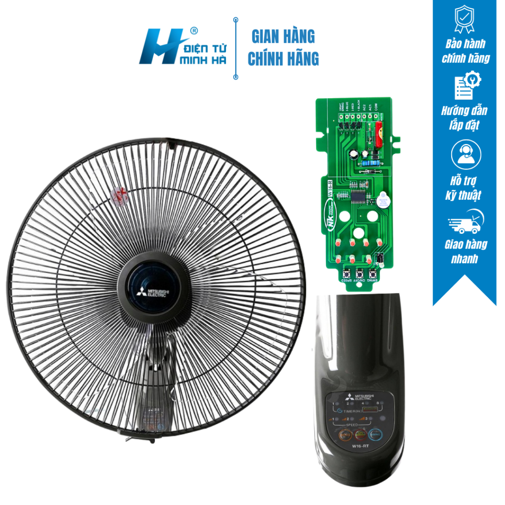 Bo Mạch Quạt Treo Tường Mitsubishi W16-R/RT/RQ,.., Mạch Quạt Mitsubishi Thay Thế, Bảo Hành 12 Tháng