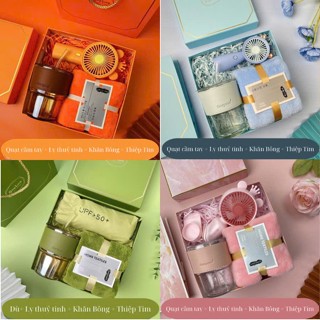  Set quà tặng sang trọng Kèm Thiệp  Bình giữ nhiệt khăn ly nước quạt cầm tay v.v.  Sét Quà sinh nhật giáng sinh 