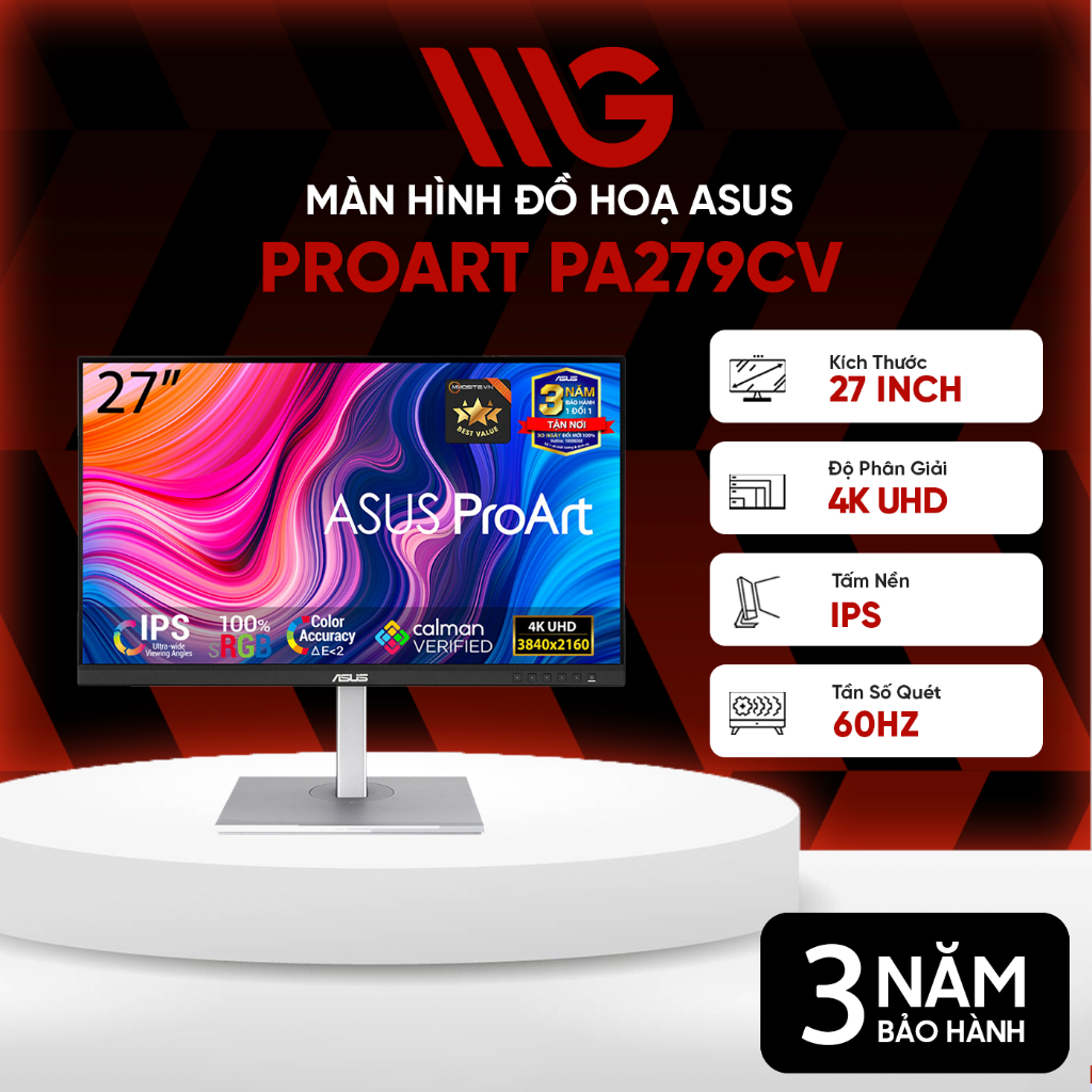 Màn Hình Đồ Họa ASUS ProArt PA279CV 27 inch 4K IPS 60Hz – Chuẩn Màu Chuyên Nghiệp Cho Thiết Kế