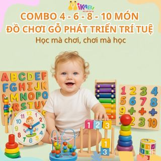 Combo 10 Món Đồ Chơi Gỗ Thông Minh An Toàn Cho Bé Giúp Bé Phát Triển Trí Tuệ Toàn Diện  - Đồ Chơi Trẻ Em MIKABI