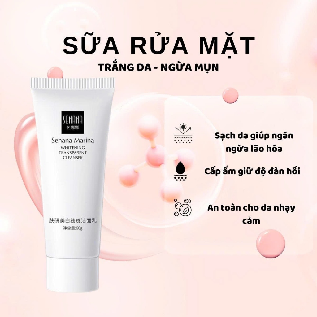 Sữa Rửa Mặt Ngừa Mụn Dưỡng Trắng Da, Rửa Mặt Cấp Ẩm Bổ Sung Dưỡng Chất Nuôi Dưỡng Da Mịn Màng
