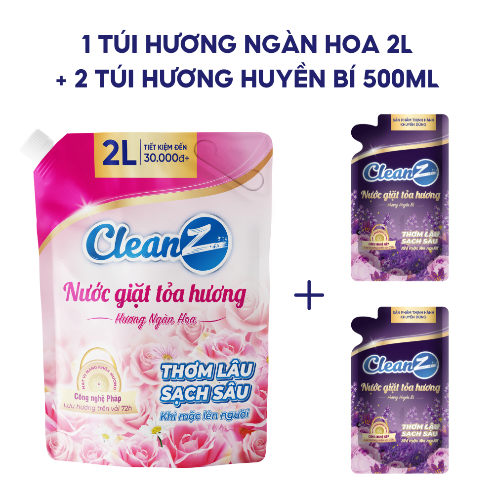 (Mua 1 Tặng 1) Nước giặt xả tỏa hương CleanZ đánh bay vết bẩn, hương thơm mềm mại