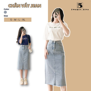  Chân Váy Jean Dài Xẻ Sau Dáng Ôm Tôn Dáng – Thiết Kế Thanh Lịch Dễ Mặc Twentyfive Fashion - 4109 