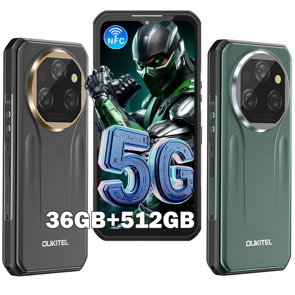 Oukitel WP39 Pro 5G bền bỉ, 12GB+512GB, Tầm nhìn ban đêm, Nhận dạng vân tay, 6,6 inch Android 14 Med