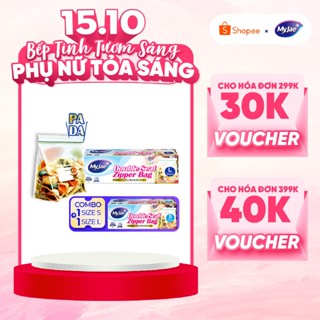 Combo 2 size S+L Túi Zip PE Trong Suốt 2 Đường Kéo MyJae, Túi Bọc Đồ Ăn, Bảo Quản Tủ Lạnh