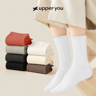 [Combo 10] Tất Vớ Nữ Cổ Cao Trơn UPPERYOU Cotton Êm Ái Dày Dặn Thoáng Khí - VSF4001/VSF3001