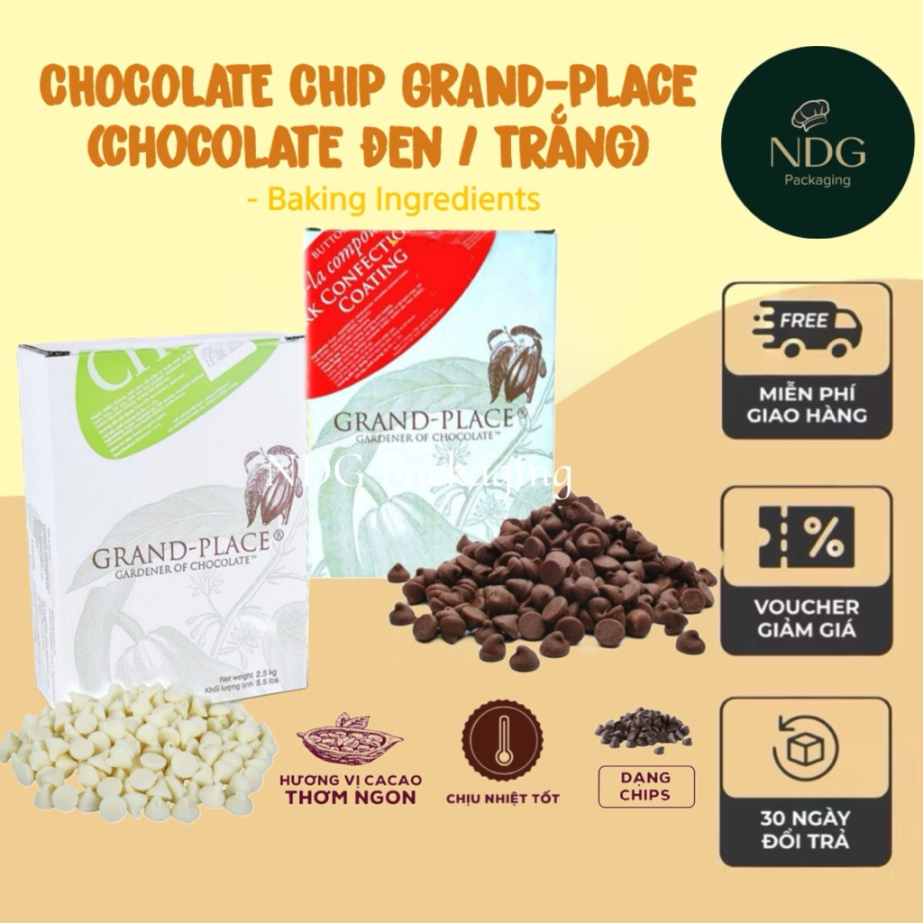 Chocolate chips Grand-Place - Socola chips đen, socola chips trắng Grand-Place