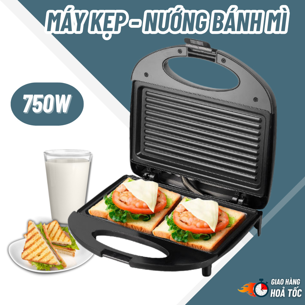 Máy Kẹp - Nướng Bánh Mì Sandwich, Máy Làm Bánh Kẹp Máy Ép Bánh Mỳ BBQ Chất Nhựa ABS, Hợp Kim Cao Cấp