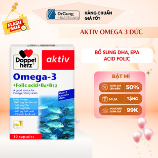  Dầu Cá Omega 3 Doppelherz - Bổ Sung Omega 3 Acid Folic Duy Trì Sức Khỏe Tim Mạch  30V  