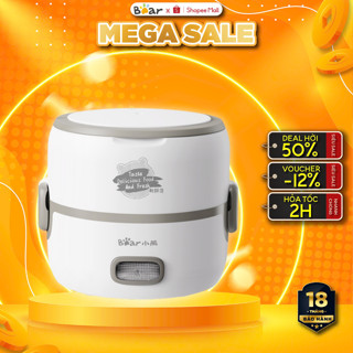 Hộp cơm điện văn phòng mini 1.35L Bear DFH-B14S3, 270W, Nấu/Hâm nhanh chóng, 2 khay inox,BH 18 Tháng