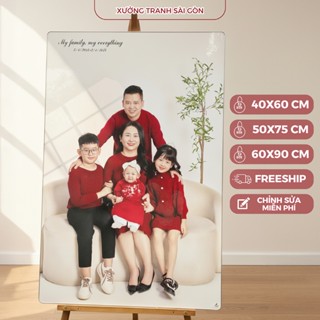 Khung ảnh treo tường  40x60, 50x75, 60x90 tráng gương viền bạc ảnh cưới, in ảnh theo yêu cầu