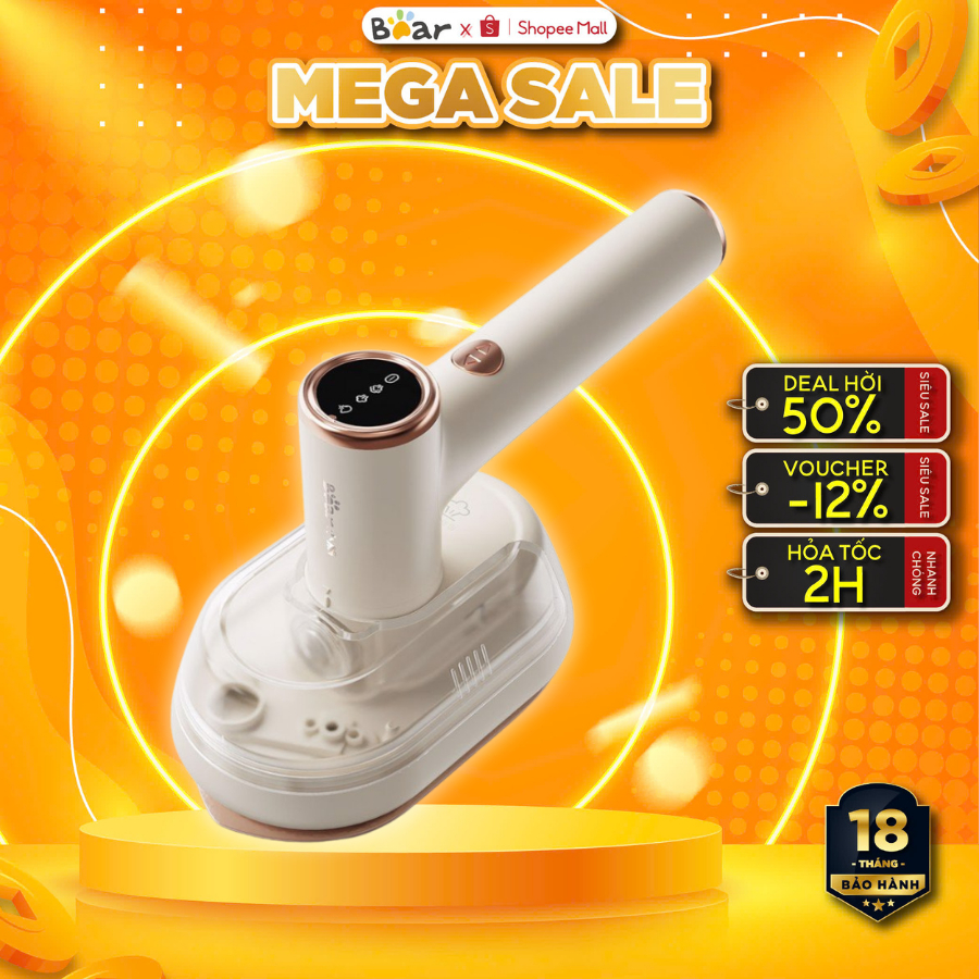 Bàn Ủi Hơi Nước Cầm Tay BEAR GTJ-A12Z2, 1200W, DT 100ml, Ủi khô/hơi nước, Khử trùng,Làm phẳng,BH 18T