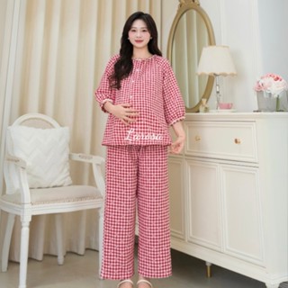  Bộ Đồ Bầu Dài Tay Cổ Tròn Mẫu Mới 2025 Larosa Mặc Nhà Và Sau Sinh Chất Liệu Đũi Mềm Cao Cấp – LA029B 