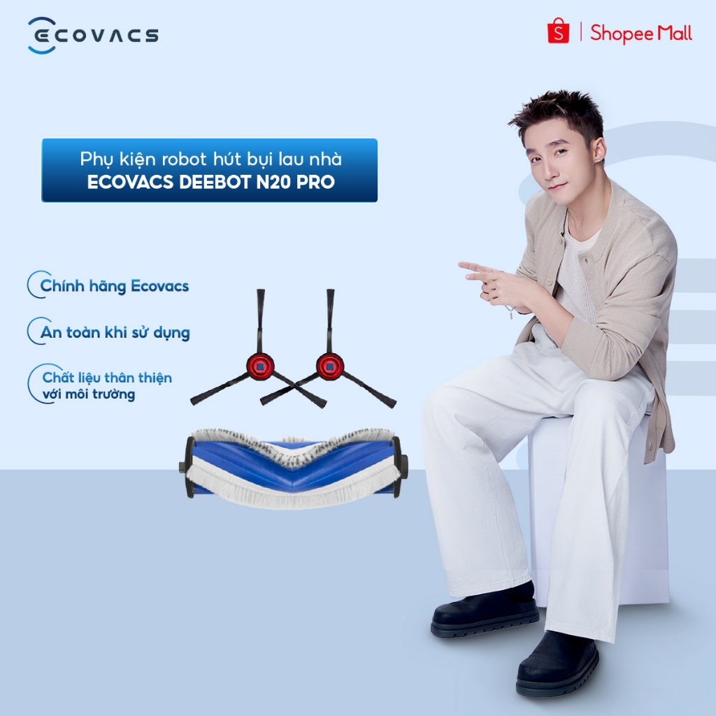 Phụ kiện robot hút bụi lau nhà Ecovacs Deebot N20 Pro | Phụ kiện N20 Pro | Chổi chính | Chổi cạnh | 