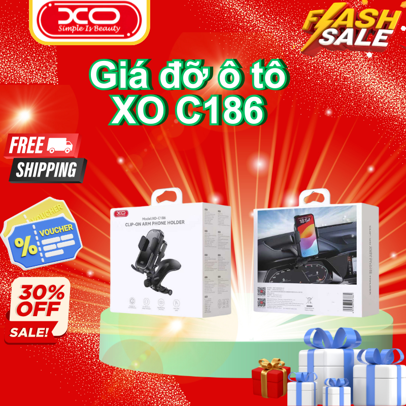 Giá Đỡ Điện Thoại Ô Tô XO Việt Nam C186 – Xoay 360 Độ, Kẹp Chắc Chắn, Tương Thích 4-7.2 Inch | XO C1