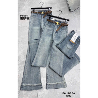  Quần jean nữ ống loe đính đá siêu hách dáng  phom nhỏ tăng size  
