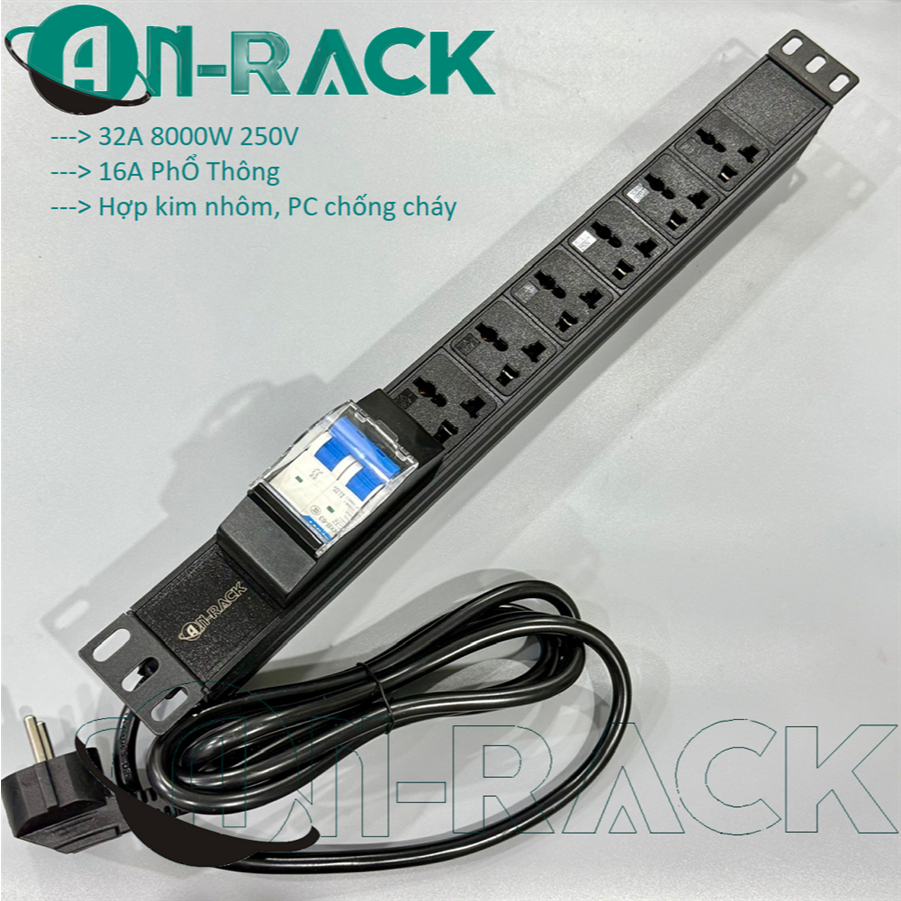Ổ điện, Thanh nguồn PDU 6 ổ căm loại đa năng hãng Anrack, dùng cho tủ Rack