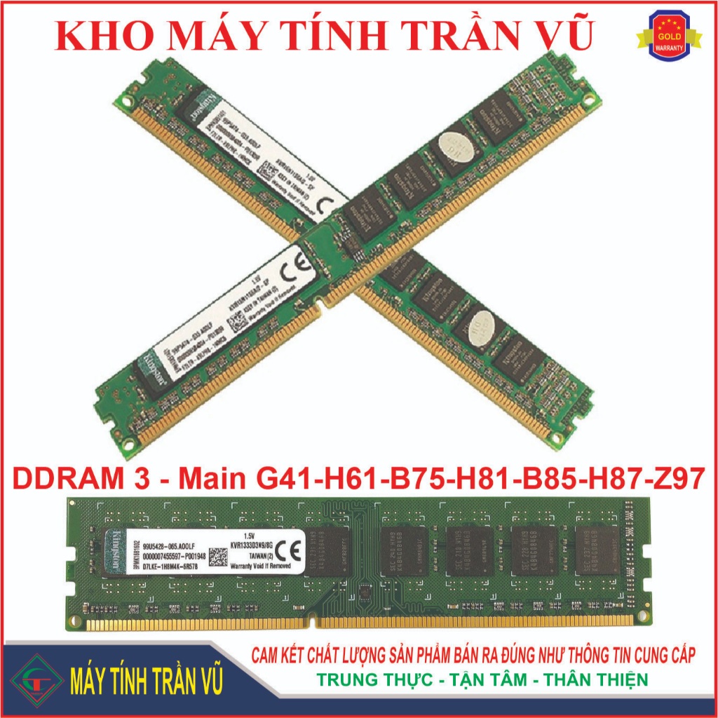 [ UY TÍN ] Bộ nhớ trong DDRAM III Kingston 4G/8G buss 1333/1600 chính hãng