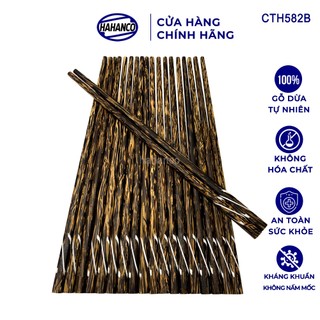  Đũa Gỗ Dừa Đen Khảm Kẻ Chéo HAHANCO An Toàn Đẹp Mắt Dùng Cho Quán Ăn Gia Đình- CTH582B 