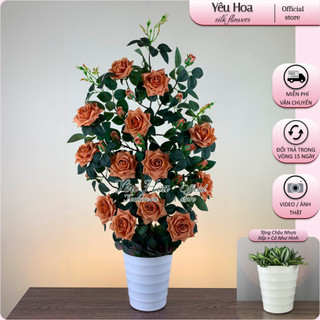   Tặng chậu  Cây Hoa Hồng Kim Cương  Thân Gỗ Cao 100cm Cây Giả Trang Trí Decor Cao Cấp Yeuhoa.vn 