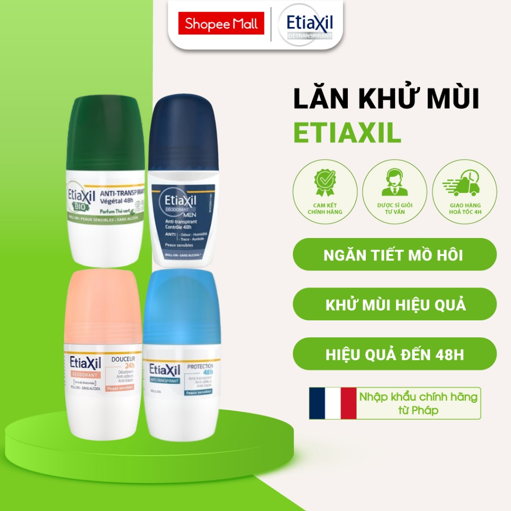 Lăn Nách Khử Mùi Và Ngăn Mồ Hôi Hàng Ngày 48h Etiaxil 50ml Dùng Cho Cả Nam Và Nữ