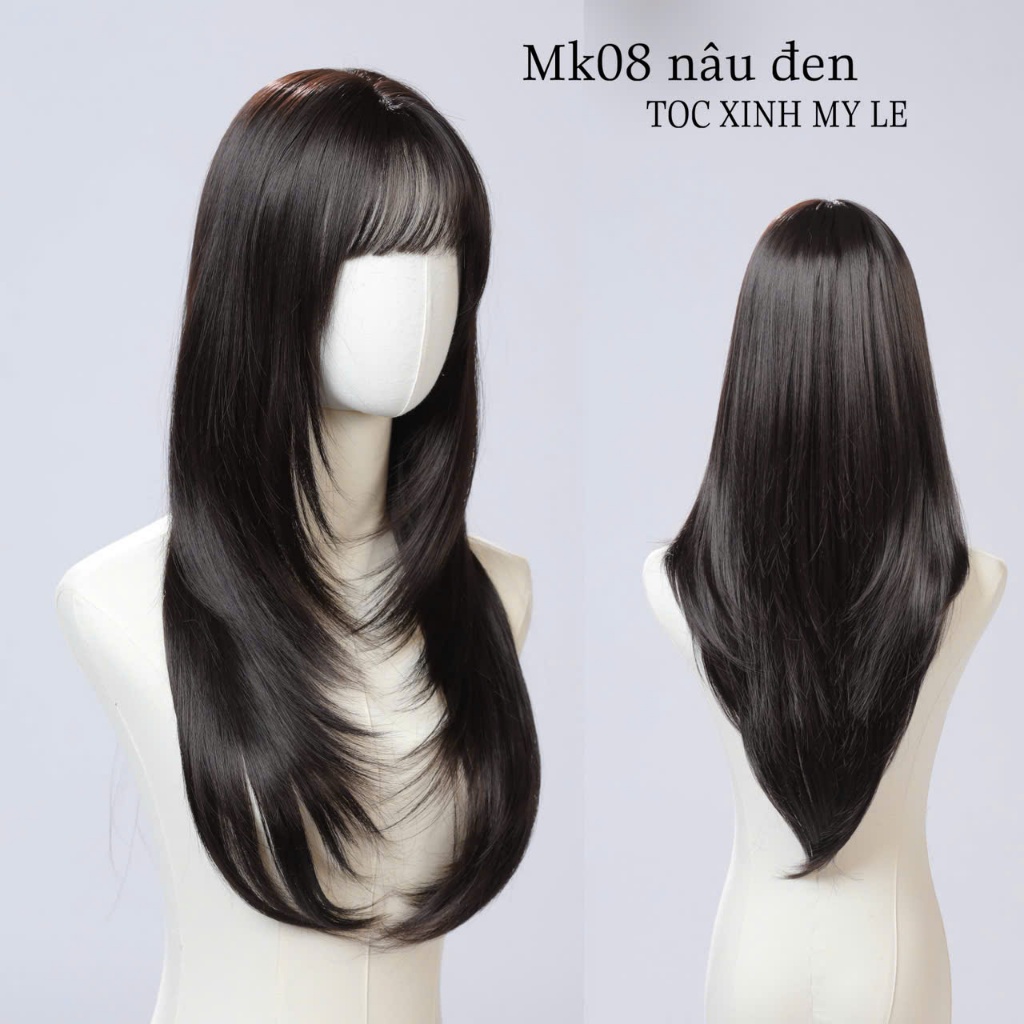  Tóc Giả Layer MK08 Dệt Kim Thế Hệ Mới Chất Tóc Tơ Nhân Tạo và Da Đầu Giống Hệt Tóc Thật Dài 60cm 