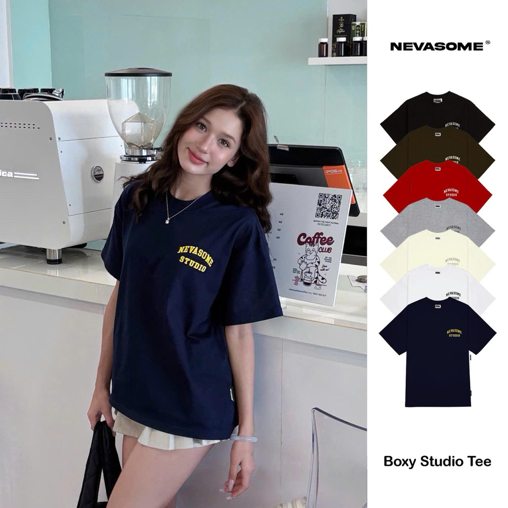 Áo Thun Studio Boxy Tee Nevasome Thêu Nổi Cotton 250gsm Local Brand Tay Lỡ Form Boxy Rộng Nam Nữ | BigBuy360 - bigbuy360.vn