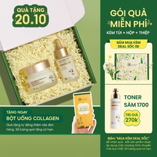 Combo 2 Bước Chuyên Sâu Sâm 1700 Cấp Ẩm Ngừa Lão Hoá Làm Mờ Đốm Nâu Nếp Nhăn Da Cỏ Mềm - Set quà tặng mẹ, cô giáo 20/10