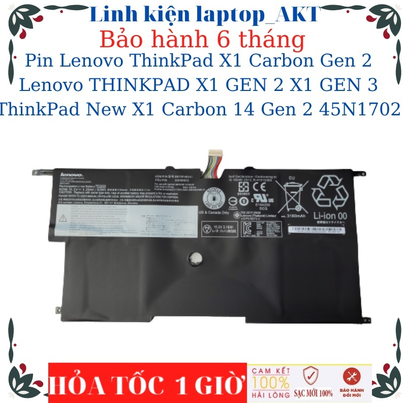 Pin Lenovo ThinkPad X1 Carbon Gen 2 Lenovo THINKPAD X1 GEN 2 X1 GEN 3 ThinkPad New X1 Carbon 14 Gen 