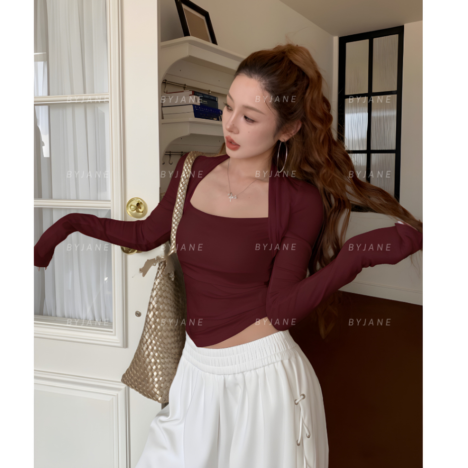 (XẢ KHO) Áo ôm Body Cúp Ngực Nhún Eo Dài Tay Cotton Lông mịn Siêu Co Dãn BYJANE -755 | BigBuy360 - bigbuy360.vn