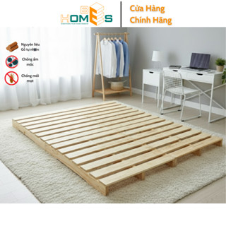 Giường gỗ thông pallet Behomes, chống ẩm mốc mối mọt, mặt nhẵn mịn [Gỗ Mới - Hàng không sơn - Chân Hờ]