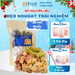 Set Nguyên Liệu Làm Kẹo Nougat Trải Nghiệm Thành Phẩm 30 Chiếc⚡ Kẹo Hạnh Phúc Cao Cấp  - 6SFOOD