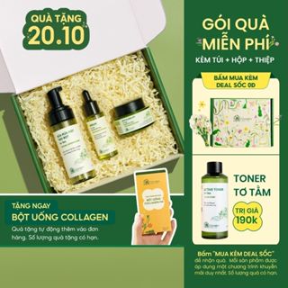 Bộ Chăm Sóc Da 3 Bước Sữa Rửa Mặt Làm Sạch Sâu Serum Kem Dưỡng Cấp Ẩm Tơ Tằm Cỏ Mềm