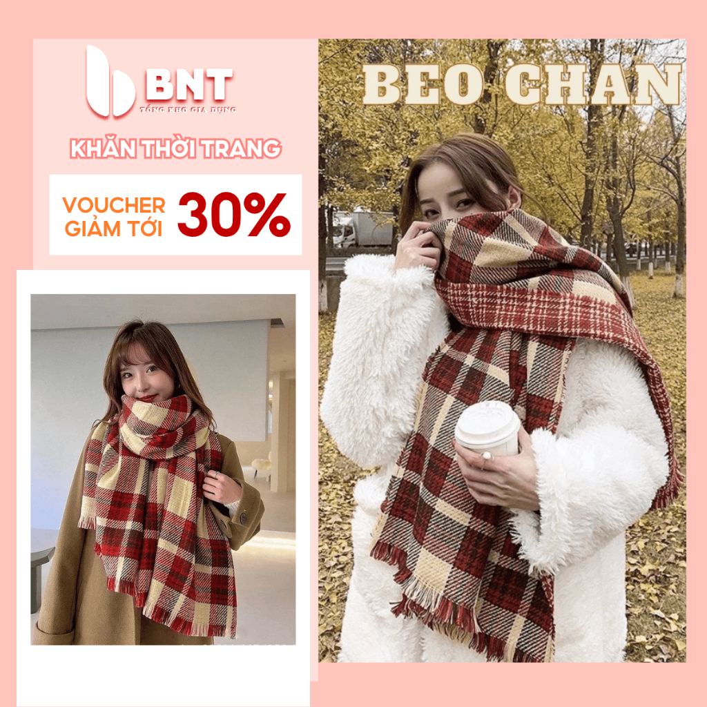 Khăn Quàng Cổ Nam Nữ Caro Vintage Đỏ – Khăn Choàng Len Dạ Lông Thỏ Mềm Mịn, Ấm Áp | Quà Tặng Noel & Tết – Khăn Đôi | BigBuy360 - bigbuy360.vn