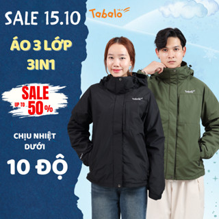 Áo Phao 3in1 Tabalo Mountain chống nước, Áo Khoác Phao 3 lớp Có Thể Tháo Rời, Áo Phao Nam Nữ Mùa Đông Cực Ấm