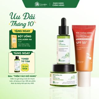 Bộ Chăm Sóc Da 3 Bước Sữa Chống Nắng Sơ-ri Vitamin C Serum Kem Dưỡng Cấp Ẩm Đa Tầng Tơ Tằm Cỏ Mềm