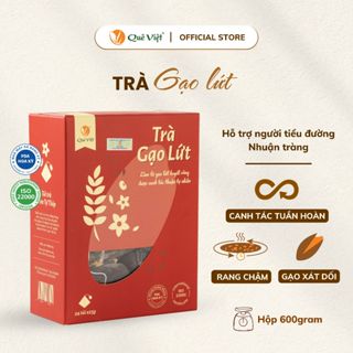  Trà gạo lứt Quê Việt - Hộp trà 600g  24 túi lọc x 25g  An Toàn Giúp Thanh Nhiệt Mát Gan Tốt Cho cơ thể 