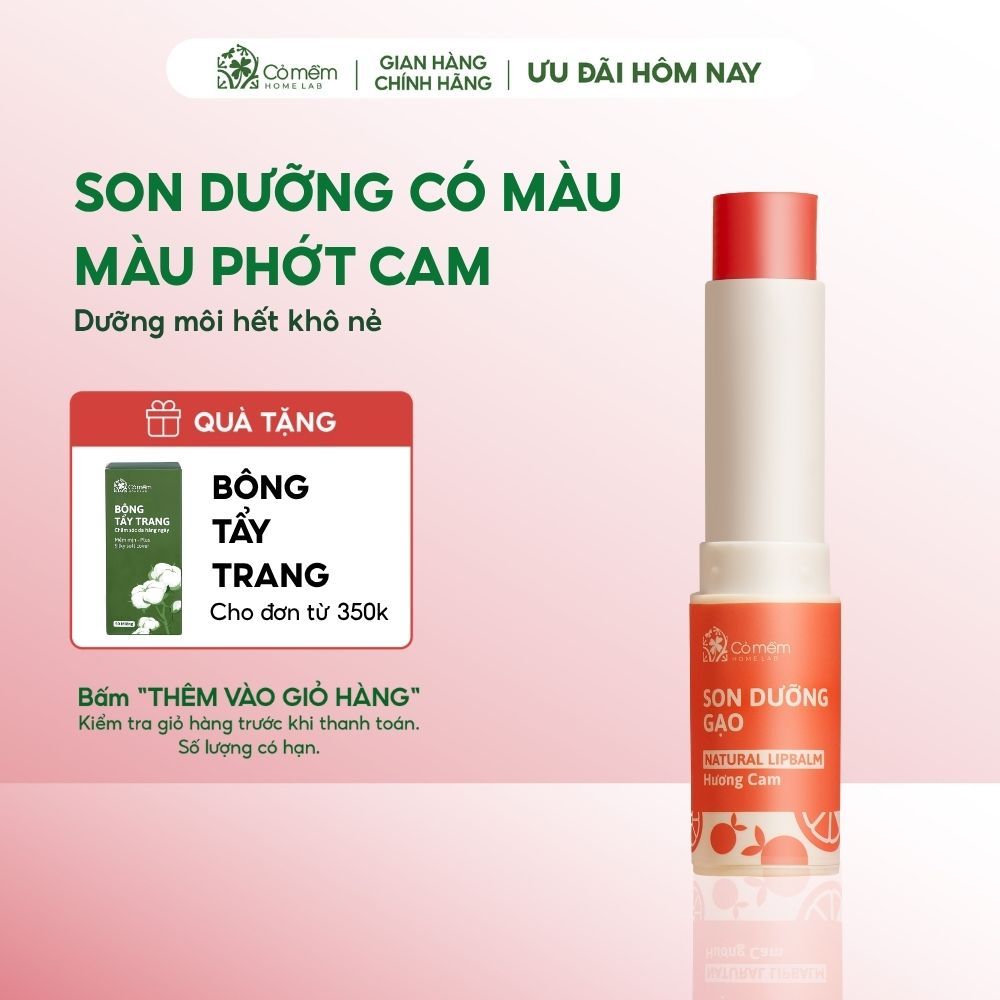 Son Dưỡng Môi Có Màu Gạo Hương Cam Dưỡng Môi Mềm Mại Cải Thiện Thâm Môi Cỏ Mềm 3,5g