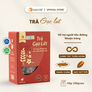  Trà gạo lứt Quê Việt thanh lọc gan giải độc cơ thể nguyên liệu tự nhiên an toàn lành tính Hộp  150g 10 túi 15g  