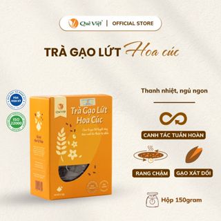 Trà gạo lứt hoa cúc Quê Việt thanh lọc nhiệt cơ thể, cải thiện giấc ngủ nguyên liệu tự nhiên Hộp [150g, 10 túi 15g]