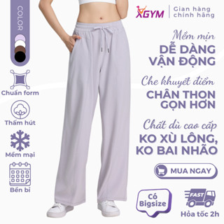 Quần thể thao dài lưng cao ống suông rộng cho nữ tập gym,yoga,chạy bộ, đạp xe XGYM có big size X9056