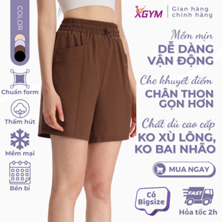 Quần short ngố đùi dáng lửng thể thao nữ cao cấp tập gym,chạy bộ,đạp xe, cầu lông, tennis XGYM X8815