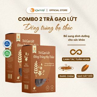  Combo 2 hộp Trà gạo lứt Đông trùng hạ thảo Quê Việt - Hộp 600g 450g Nước Trà Tea 
